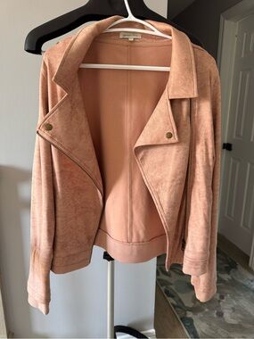 Grace & Lace Blush Pink Suede Moto Jacket